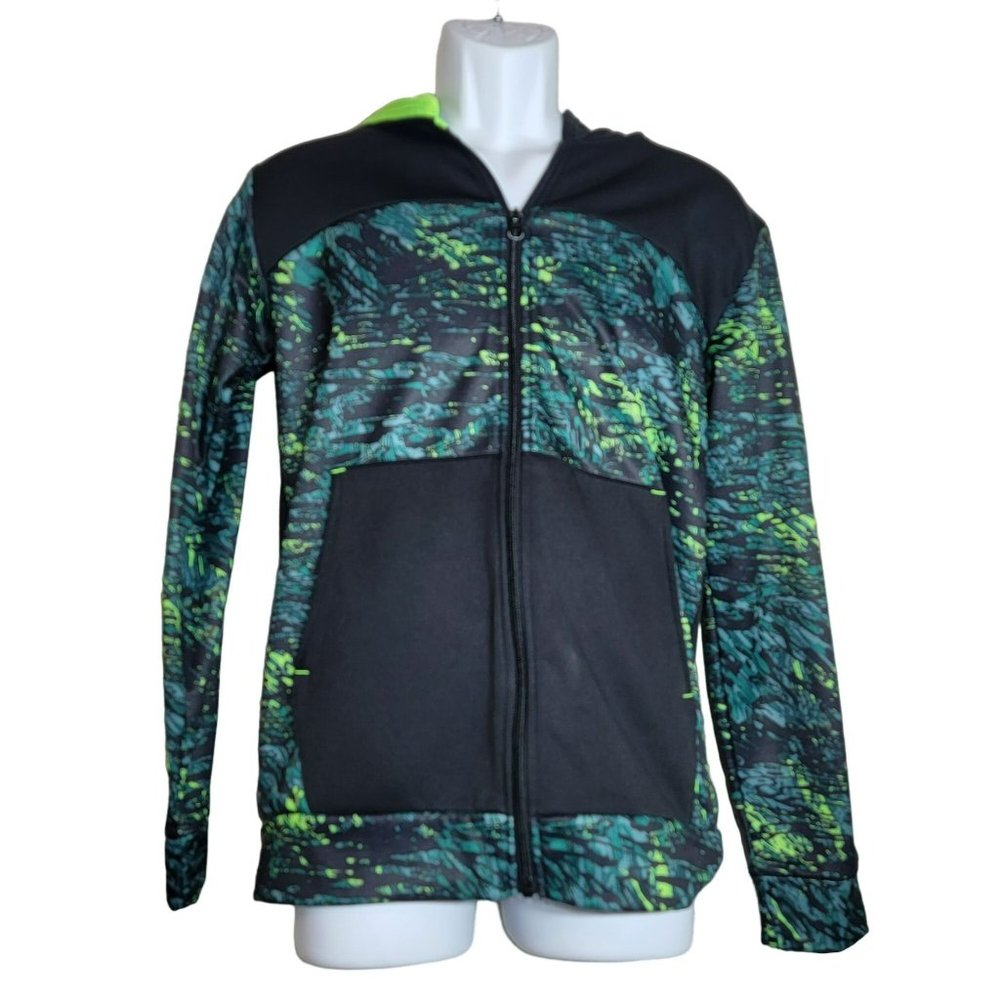 Champion Women's XL (16/18) Black,Blue-Green, & Yellow Hooded Jacket EUC